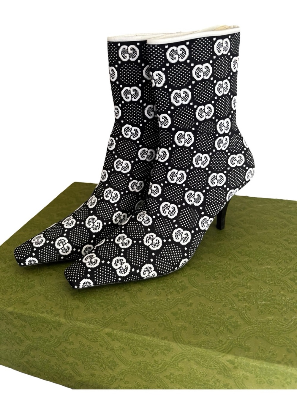 Gucci Technical GG Logo Jersey Knit Heeled Boots - Picture 4 of 11